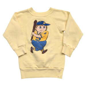 80s Youth Front and Back Glittery Baseball Player Sweatshirt